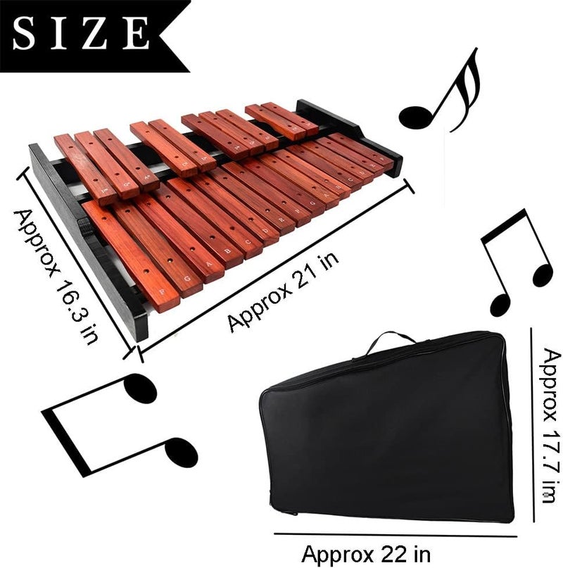 ENNBOM 25 Key Wooden Glockenspiel Portable Xylophone Professional Percussion Instrument with Mallets and Carrying Bag - Image 3